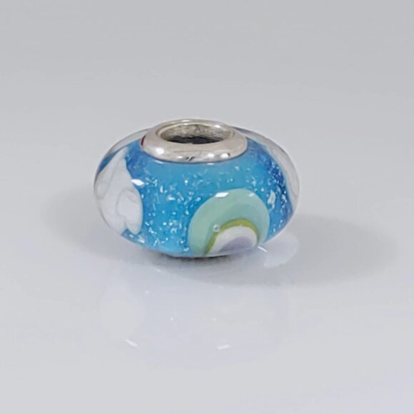 Pandora Iridescent Rainbow Murano Glass Bead Charm S925 ALE - Picture 1 of 4